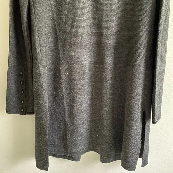 TAHARI Extra  Fine Merino Wool Dark Gray Open Cardigan Size L - Picture 10 of 13